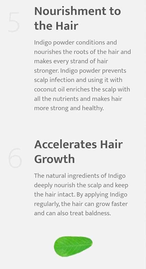 Natural indigo powder benefits for hair nourishment and growth.