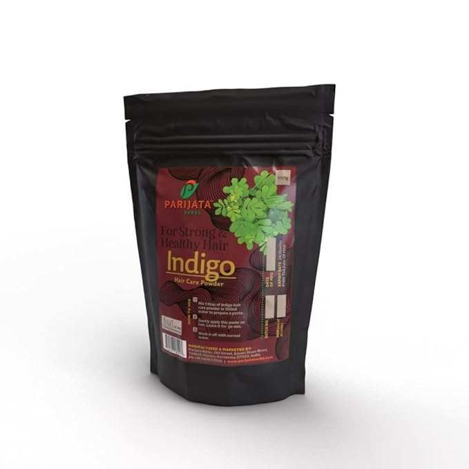 Parijata Herbs Indigo Powder for natural hair dye and healthy growth.