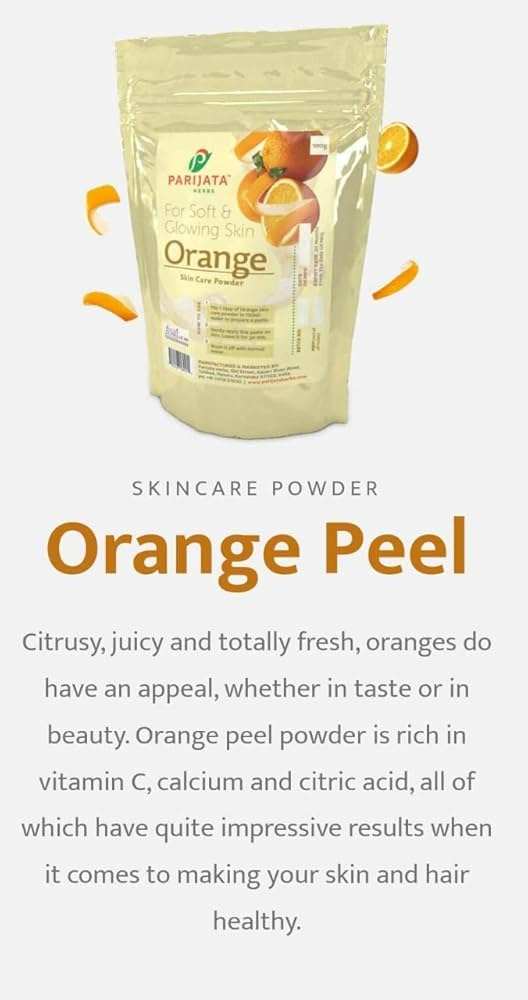Parijata Herbs Orange Peel Powder packaging for natural skin brightening.