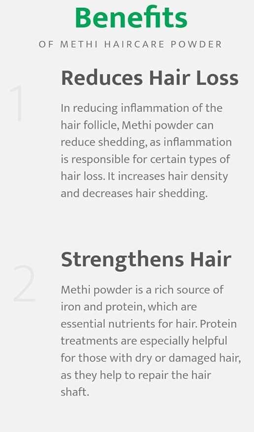 Benefits of Parijata Herbs Methi Powder for Hair Growth and Care.