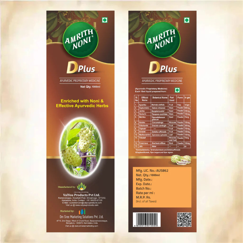 AMRITH NONI D PLUS Bottle Front View