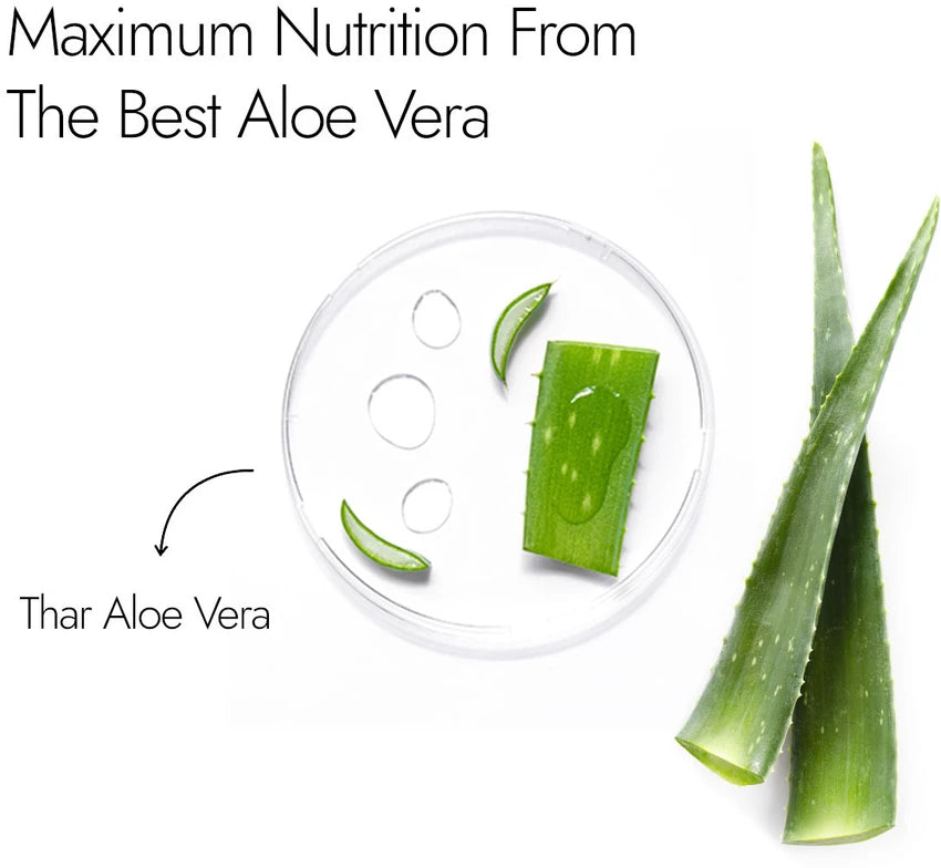 Aloe vera leaf & gel on marble background