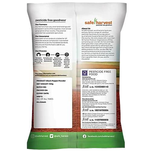 Back Label with Nutritional Info and Ingredients