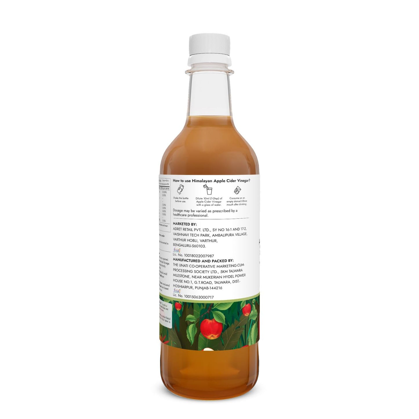 Back label with nutritional info