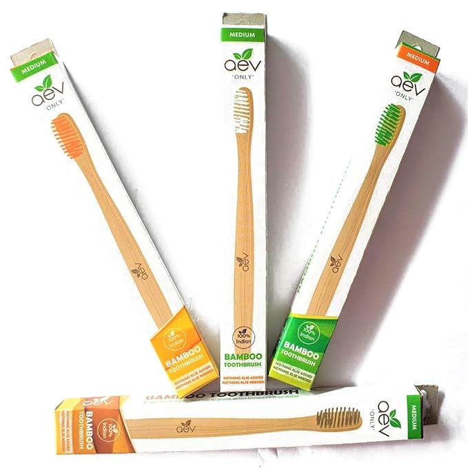 Biodegradable bamboo toothbrush close-up