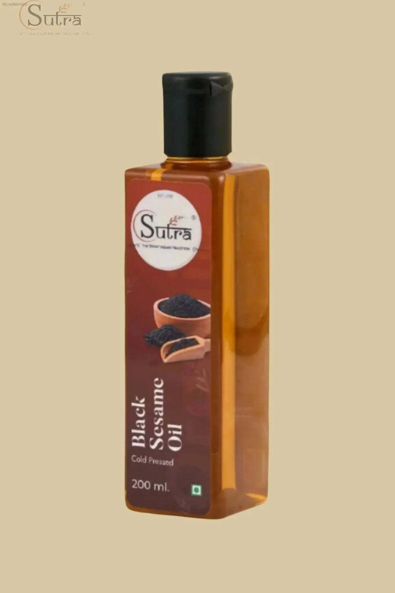 Black Sesame Seed Oil Cold Pressed in Wooden Ghani