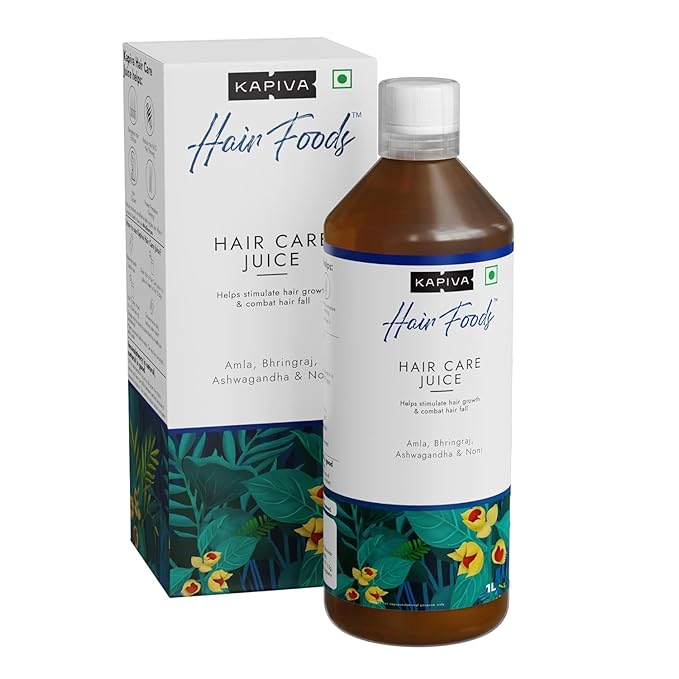 Bottle of Hair Care Juice 1L with herbal background