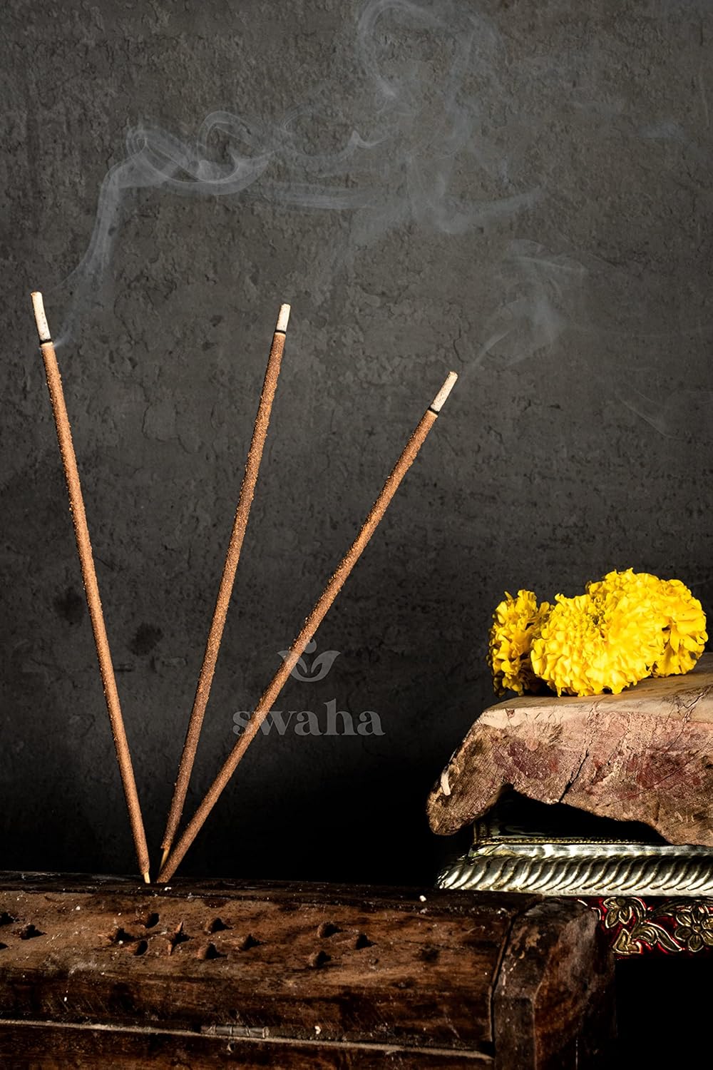 Burning Sandalwood Agarbatti with Calm Aromatic Smoke