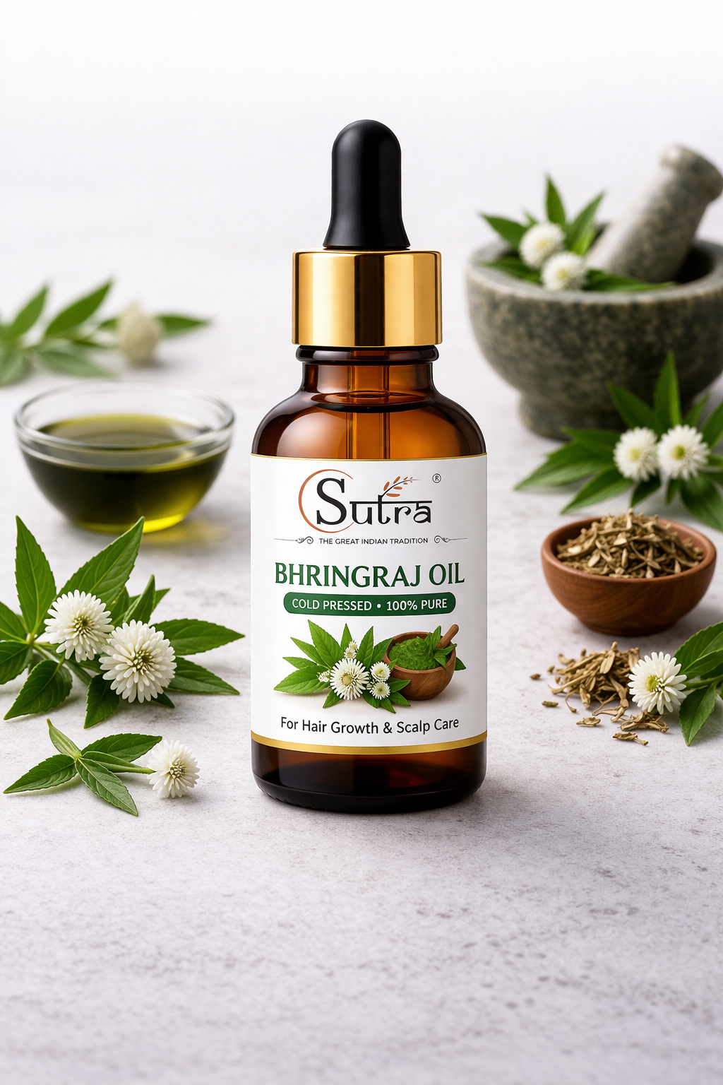 Bhringraj Hair Oil | Cold Pressed Pure Oil for Strong & Healthy Hair | Sutra