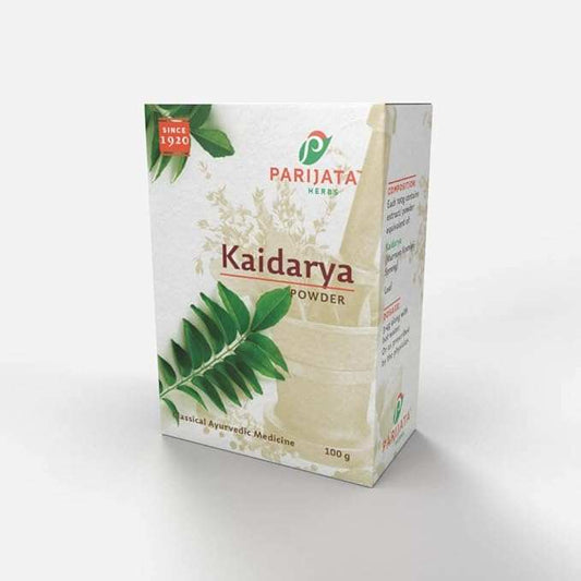 Parijata Herbs Curry Leaves Powder packaging for hair growth and digestion support.
