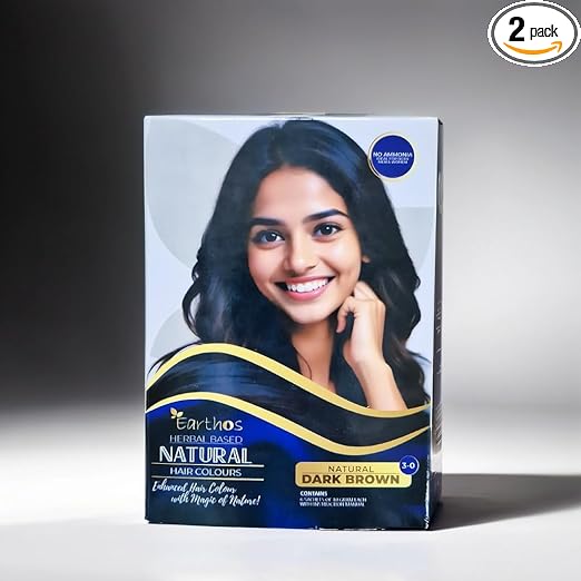 EARTHOS Natural Dark Brown Hair Color 60g - Front View