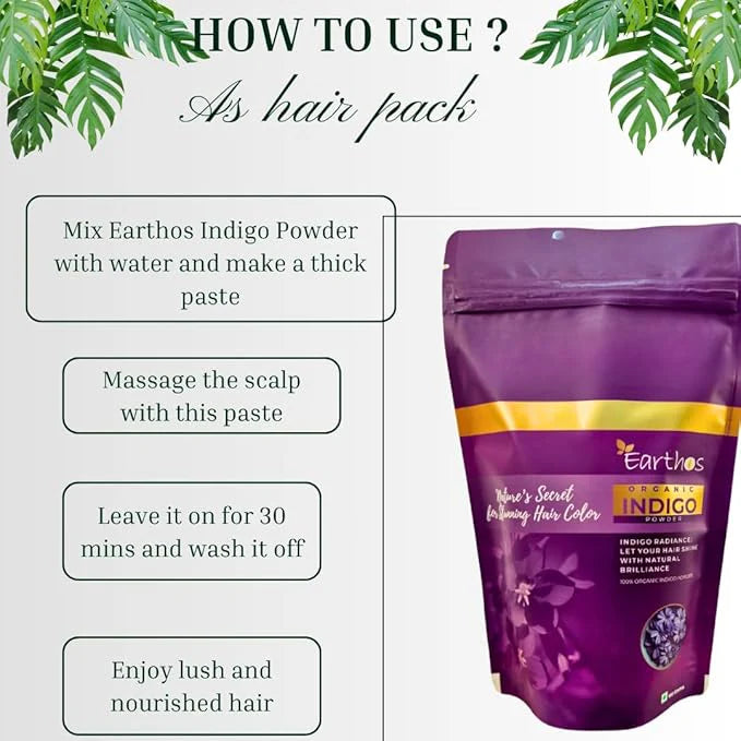 EARTHOS Pure Indigo Hair Color Powder by Sutrakart