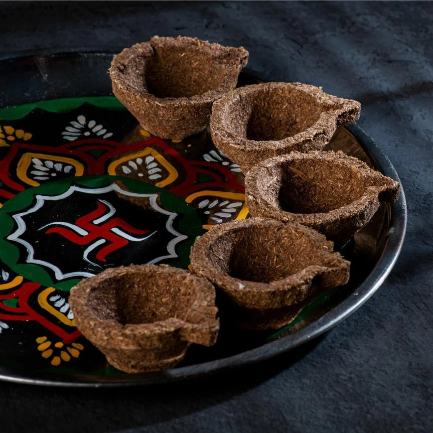 Eco-Friendly Swaha Panchagavya Diyas Burning Brightly