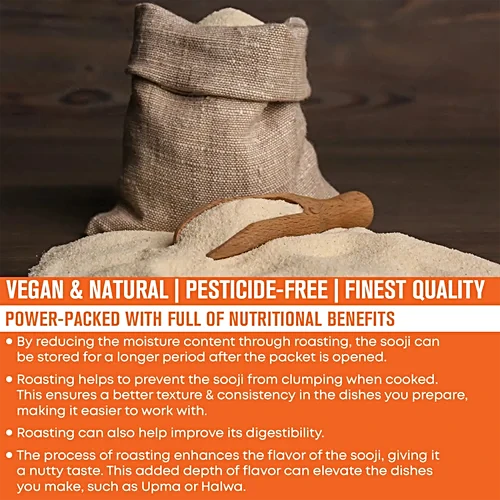 Eco-pack of Safe Harvest Roasted Sooji 500g on a kitchen counter
