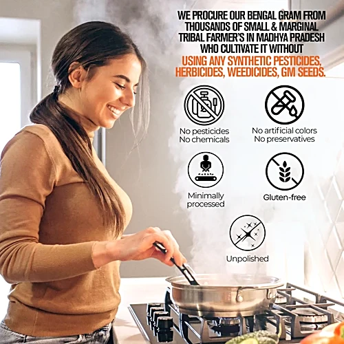 Farmer harvesting Bengal Gram the natural way