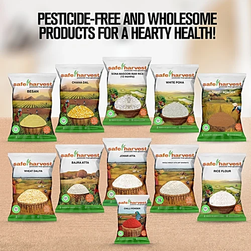 Hand scooping urad gota from eco-pack