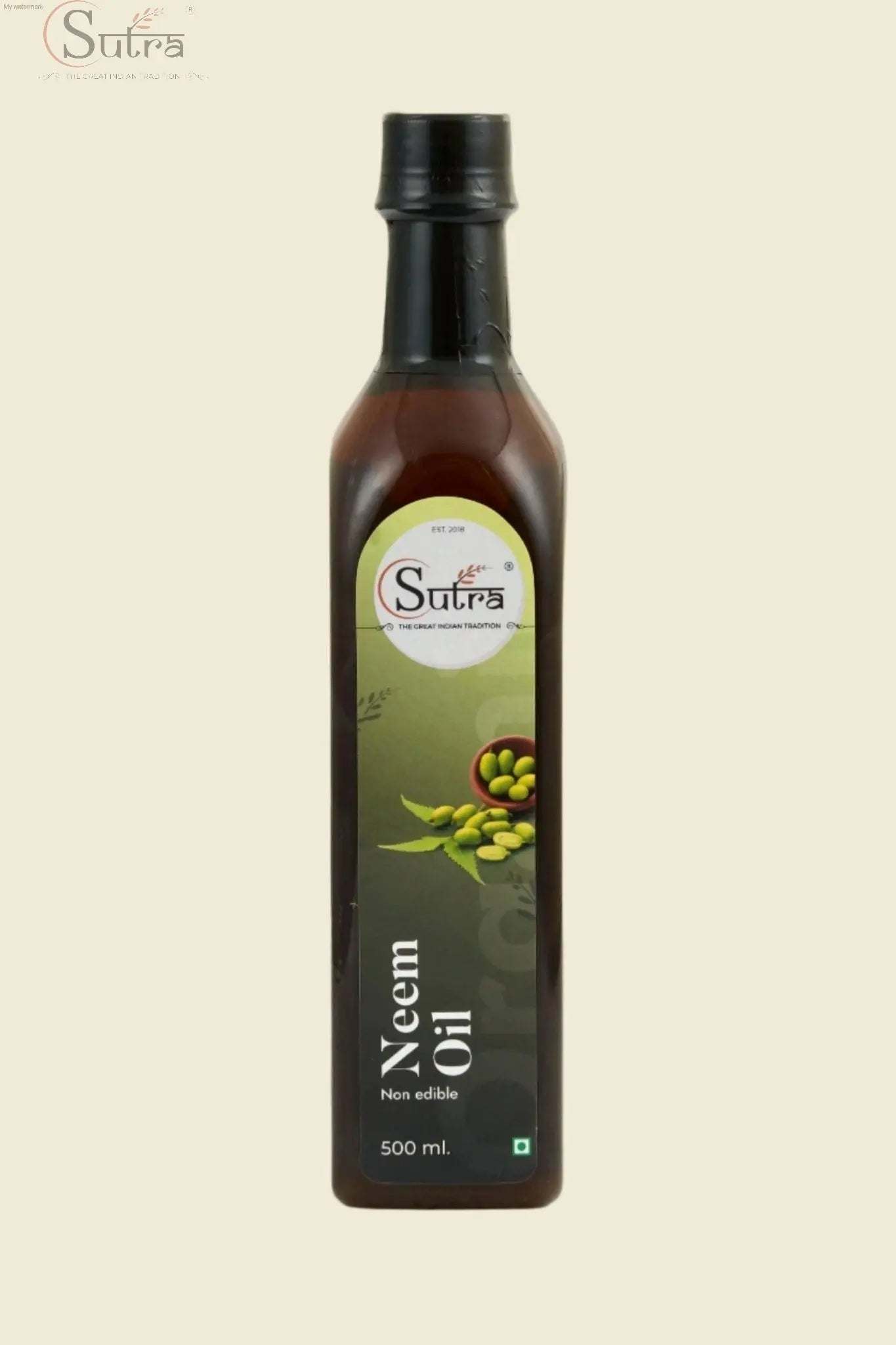 Hexane free neem oil 500ml bottle for acne, blackheads and gardening pests