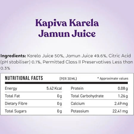 Glass of Karela Jamun Juice served with a slice of lemon