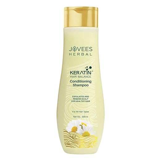 Jovees Herbal Keratin Conditioning Shampoo with Aloe Vera and Tea Tree Oil for natural hair care.