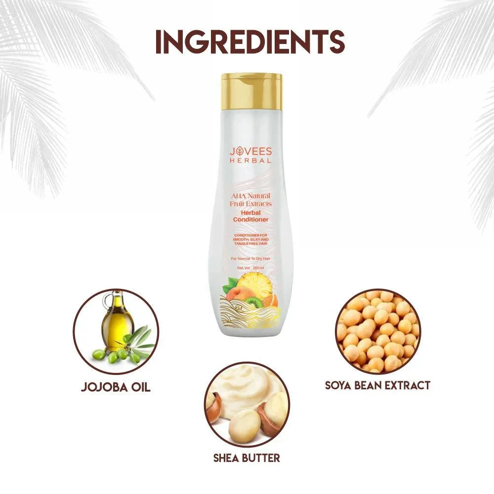 Jovees AHA Natural Fruit Extracts Conditioner with jojoba oil, soya bean extract, and shea butter.