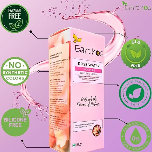 Natural Steam Distilled Rose Water in Spray Bottle by EARTHOS