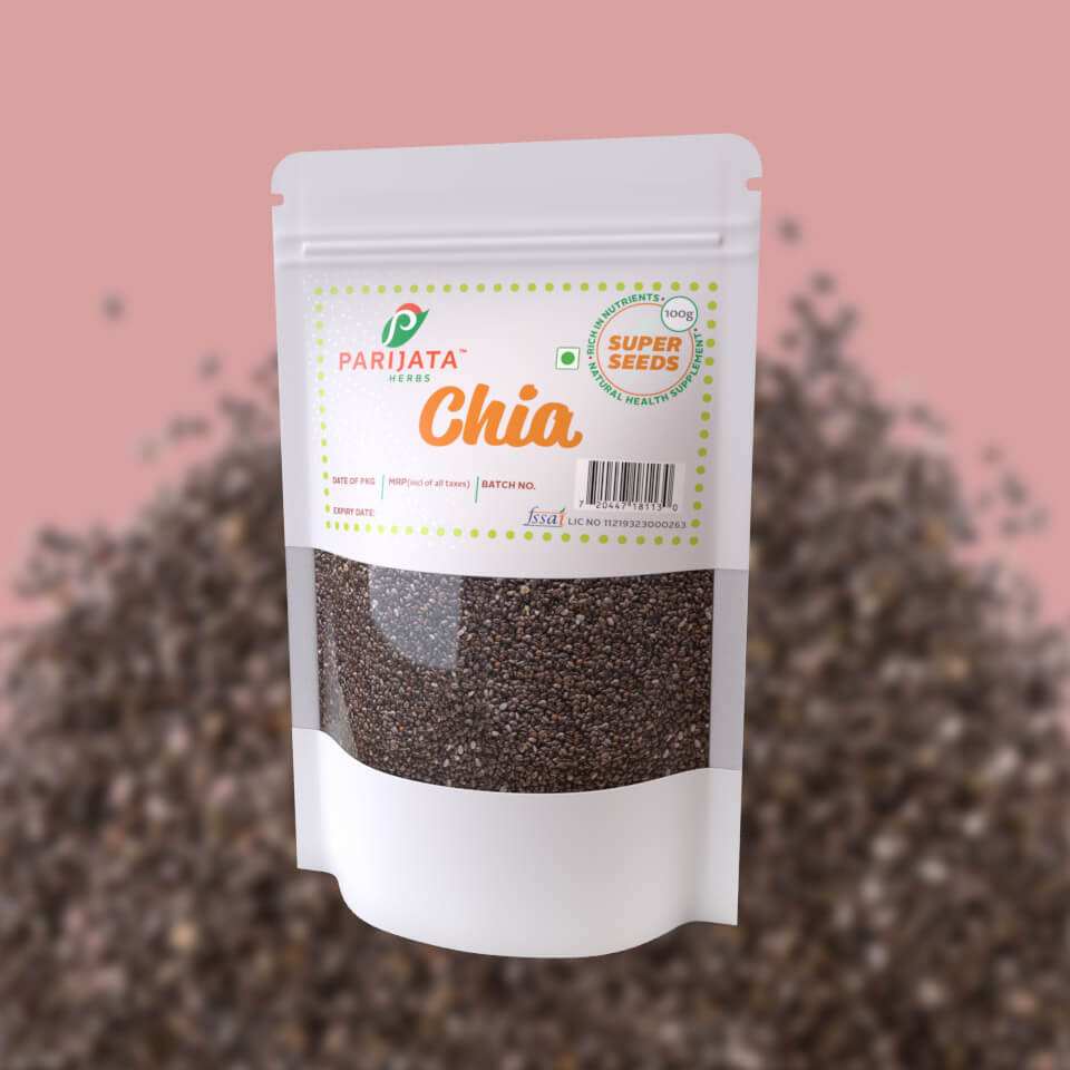 Parijata Herbs Chia Seeds pack high in omega-3 and fiber for heart and gut health
