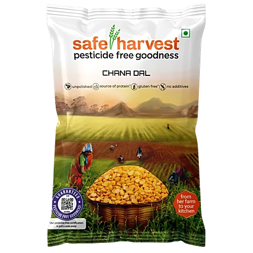 Safe Harvest Chana Dal 1kg Front Pack Image