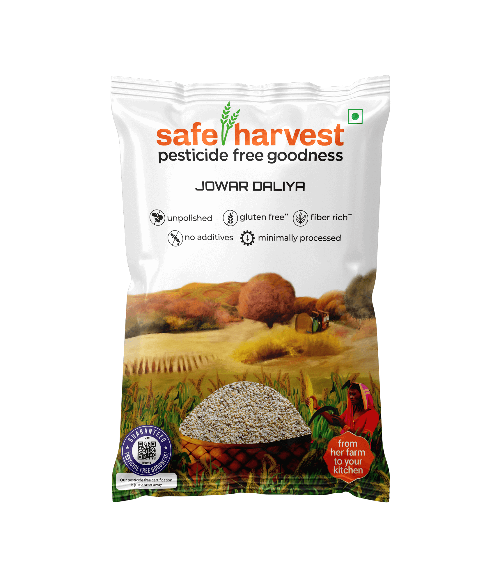 Safe Harvest Jowar Daliya 500g Front Pack