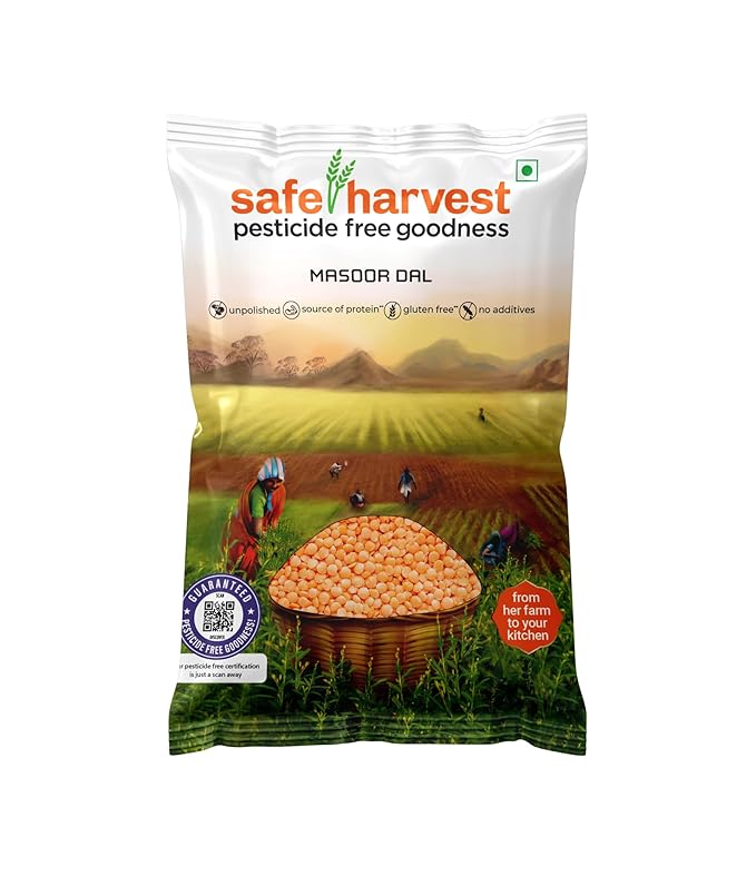 Safe Harvest Masoor Dal 1kg Front Pack
