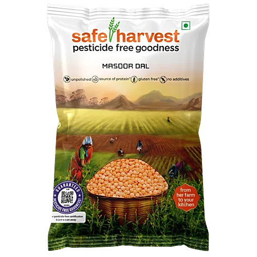 Safe Harvest Masoor Dal 500g Pack Front