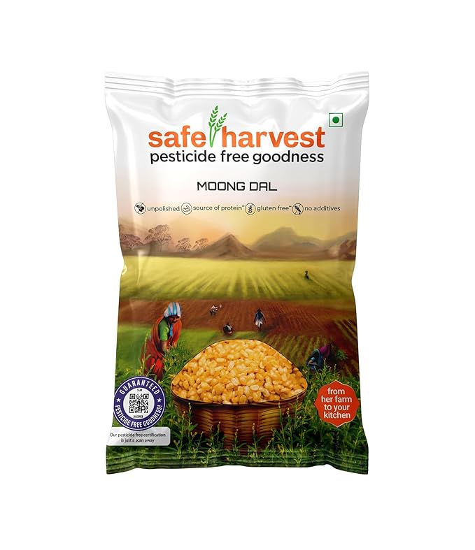 Safe Harvest Moong Dal 1kg Pack Front