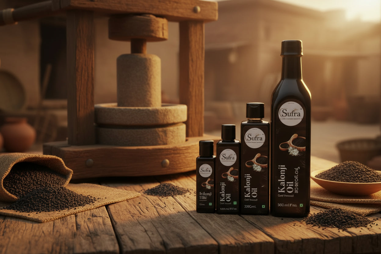 Collection of Sutra's Cold Pressed Kalonji Oil good for Hair care