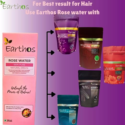 Sutrakart EARTHOS Rose Water with Fresh Rose Petals Background