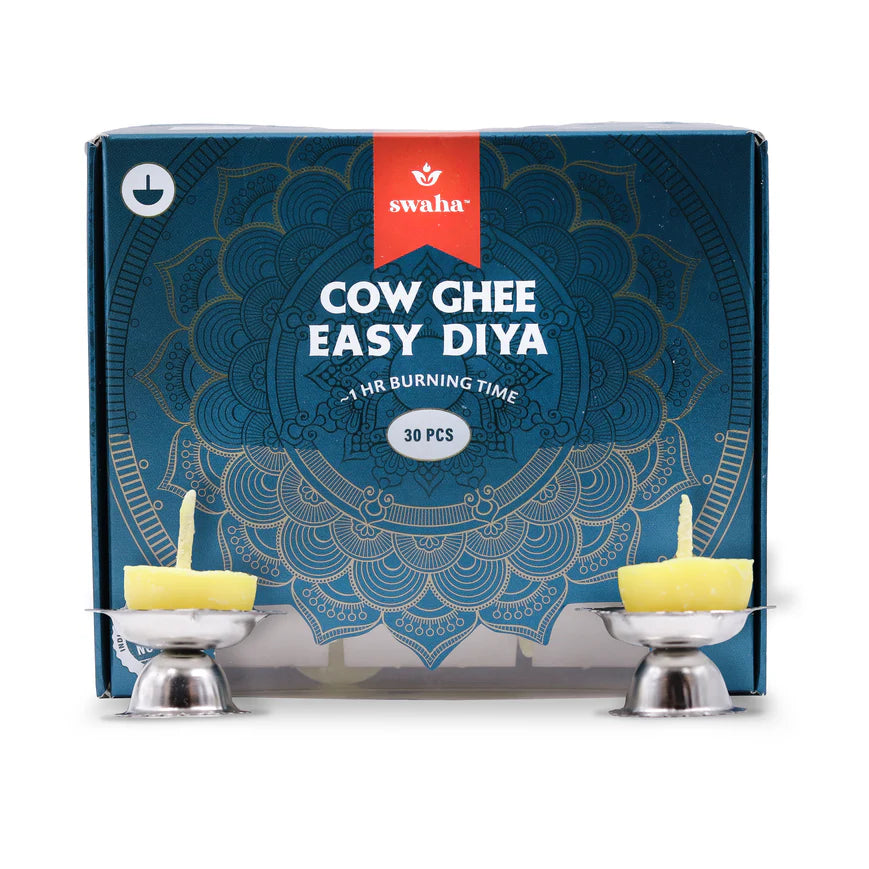 Swaha Cow Ghee Diya – 100 Pcs | 30-Minute Burn | Pure Ghee Diyas for Pooja & Aarti | By Sutrakart