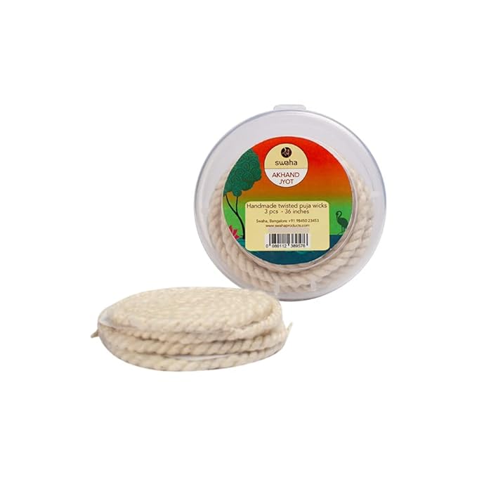 Swaha Akhand Jyot Long White Wicks Pack of 3