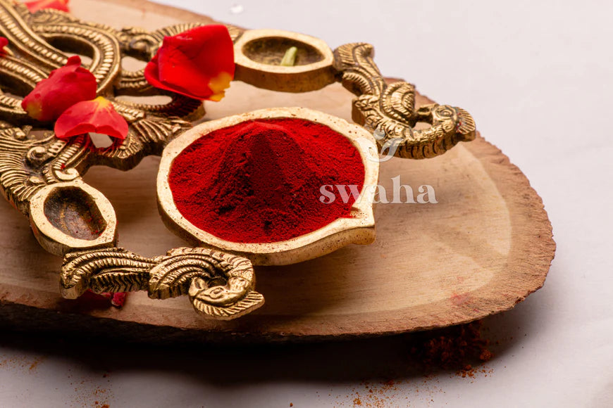 Swaha Kumkum in Decorative Thali for Aarti