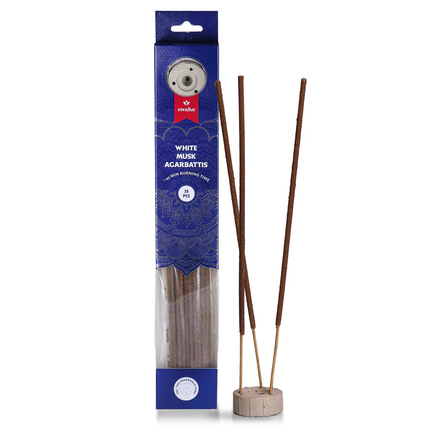 Swaha White Musk Agarbatti 35 Sticks – Front Pack View