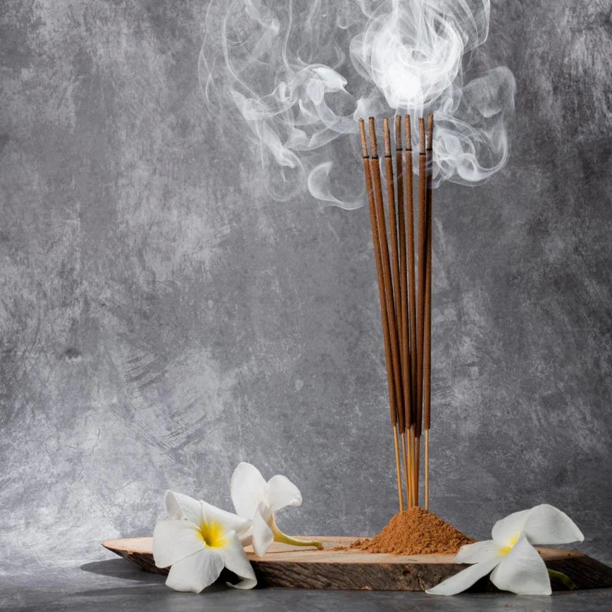 White Musk Incense in Spiritual Setup with Diyas
