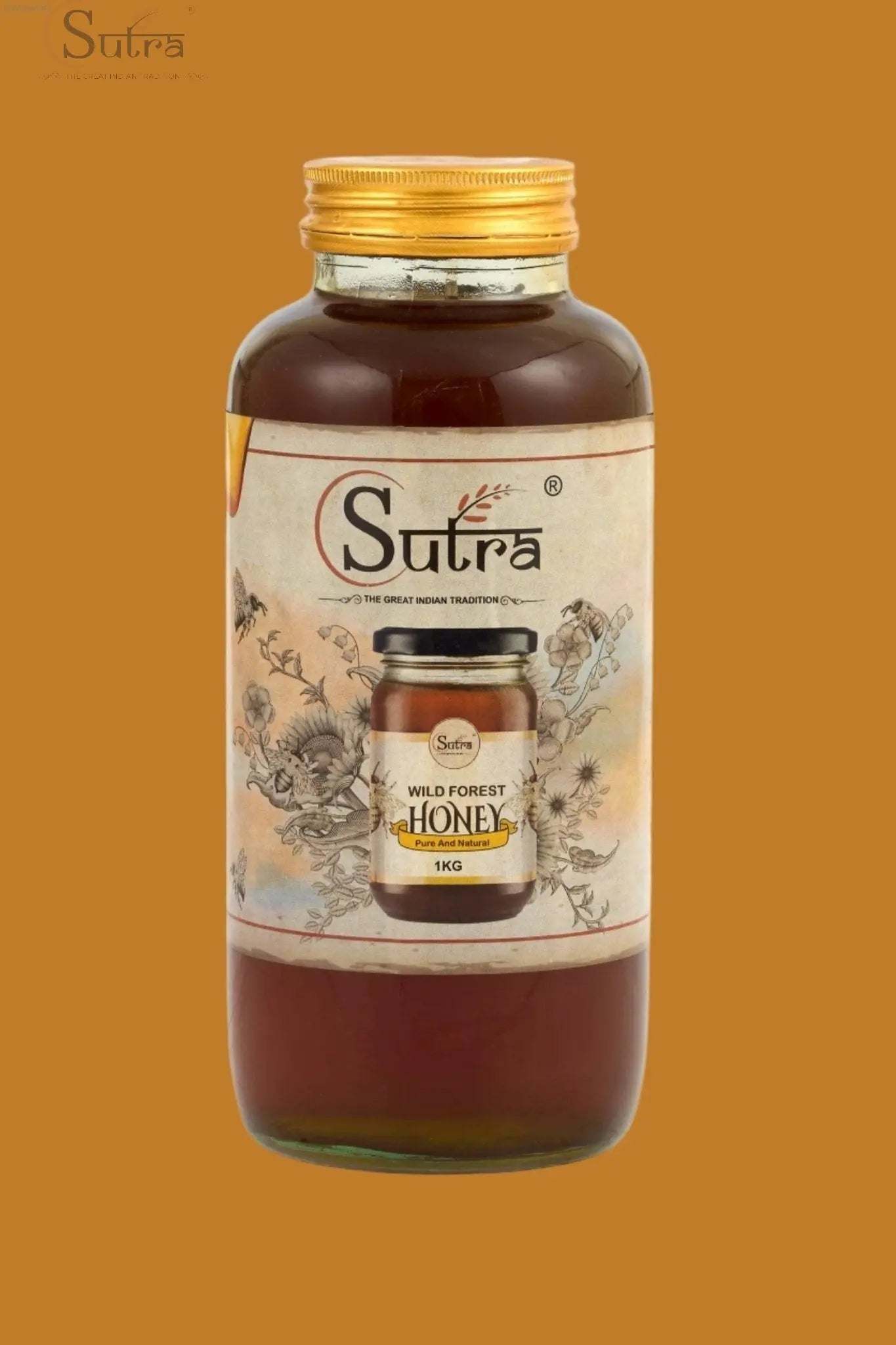 Sutra Wild Forest Honey in jar, pure and natural honey for health and wellness.