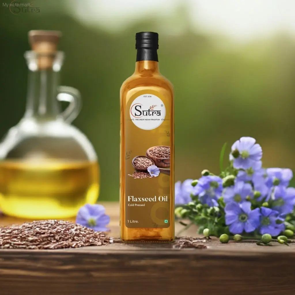Wooden Cold Pressed Flaxseed Oil Bottle Sutrakart