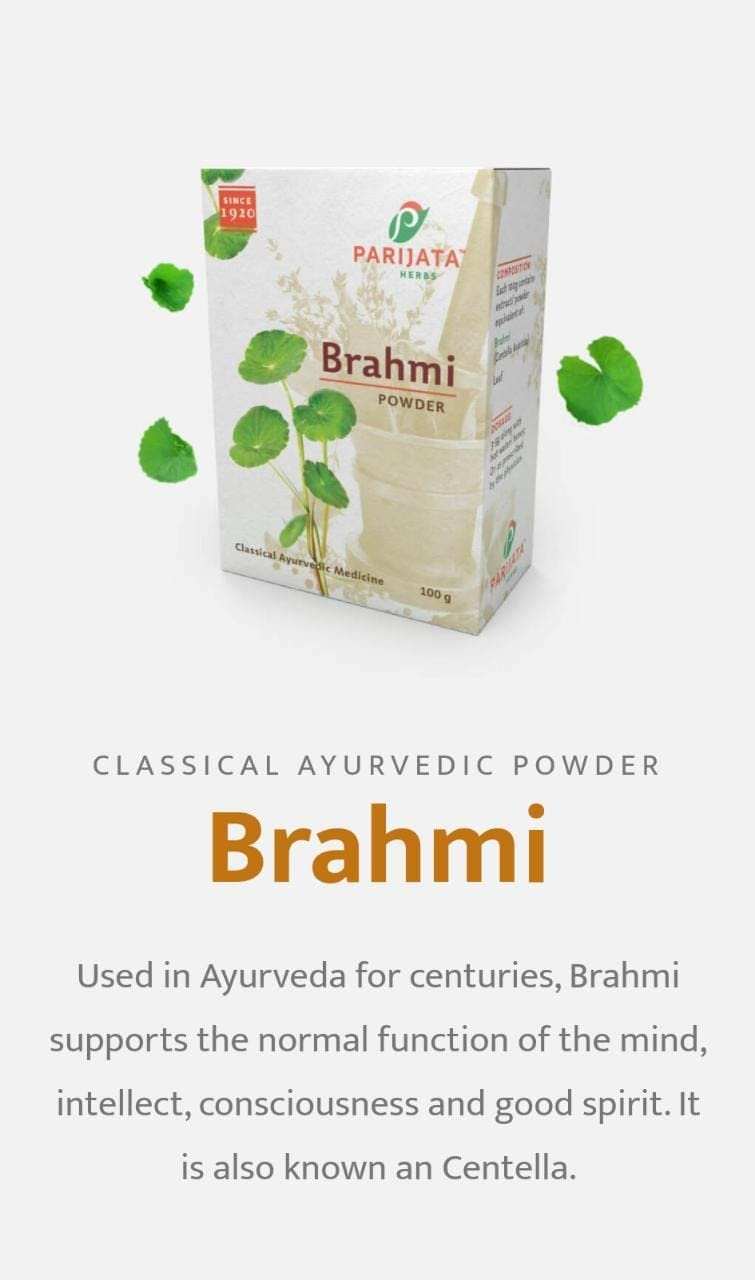 Natural herbs Parijata Brahmi Powder for brain booster and mental clarity.