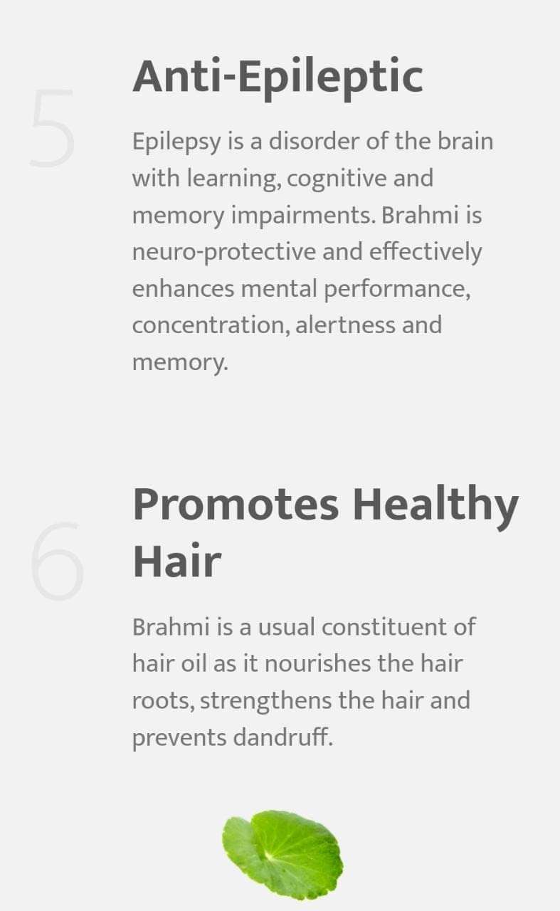 Natural brain booster Brahmi powder promoting mental clarity and healthy hair.