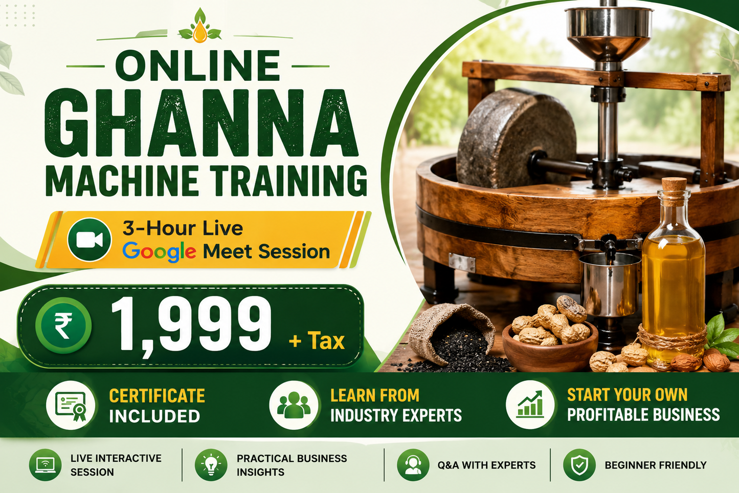 Online Ghanna Machine Training India | Cold Pressed Oil Business Course