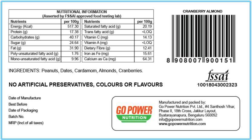 Happy Bar – Date Almond & Cranberry Energy Bar | Healthy Snack