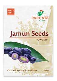 Parijata Herbs Jamun Seeds Powder packaging for diabetes and digestion support.