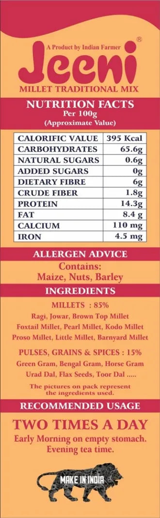 Jeeni Millet Traditional Mix Adult – 900 Gm | 100% Pure & Nutritious SUTRA