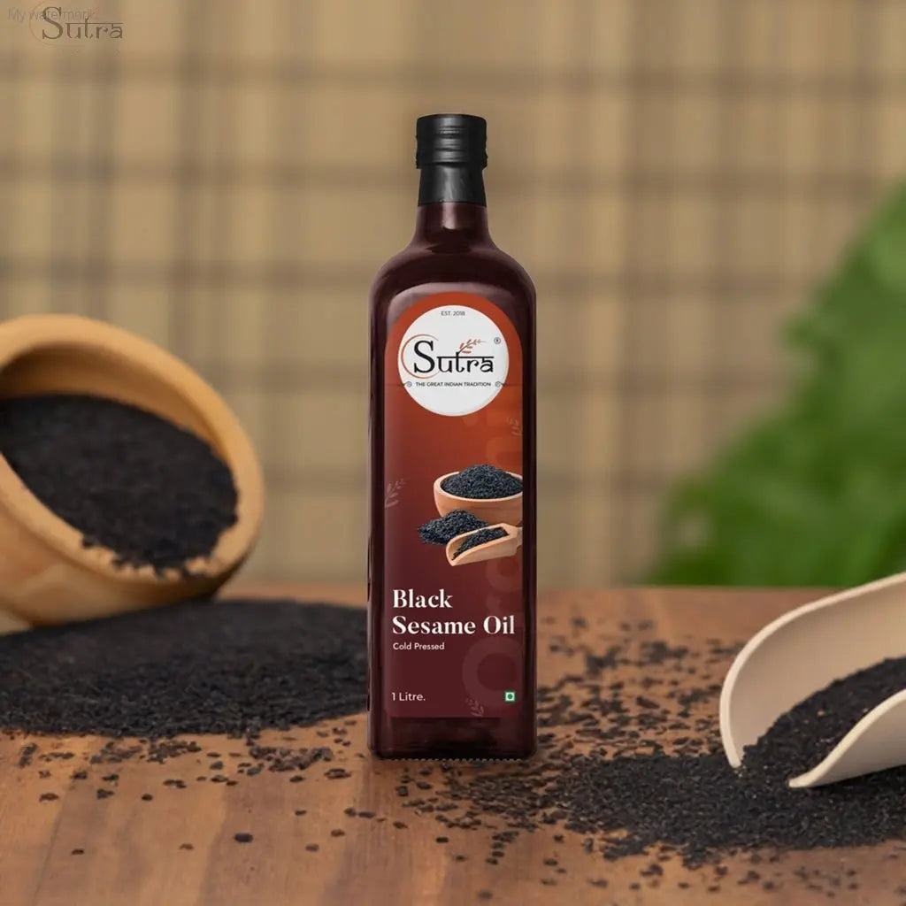 Cold Pressed Black Sesame Oil Bottle - 100% Pure & Organic