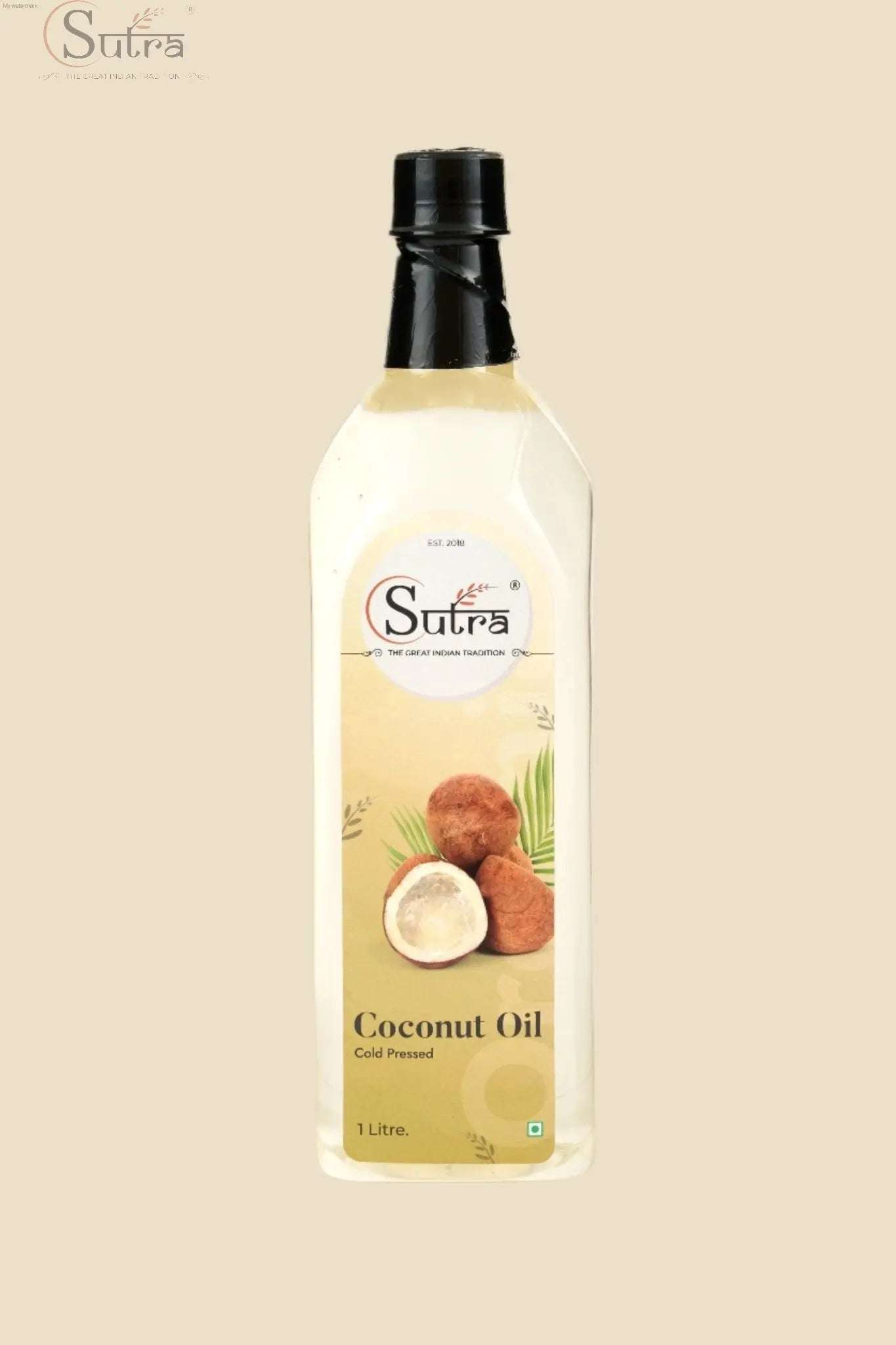 1L bottle of Mara Chekku cold pressed coconut oil for family use