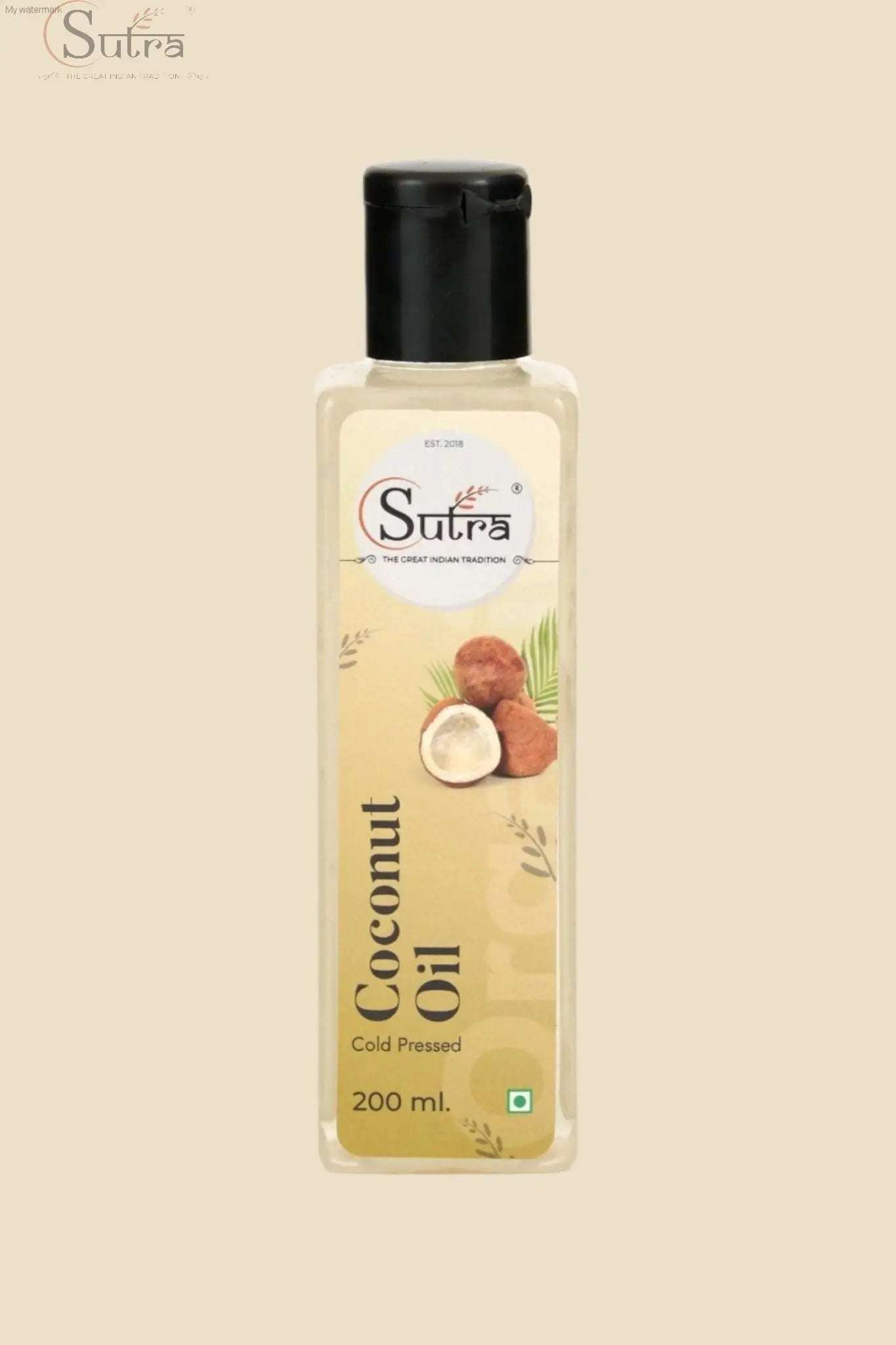 200ml organic cold pressed coconut oil for hair, face, and food