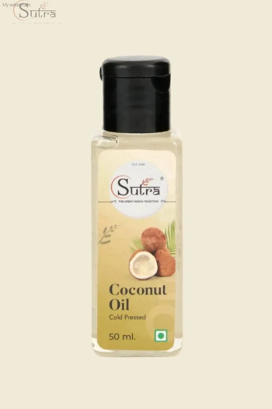 50ml bottle of pure cold pressed coconut oil for cooking and skin